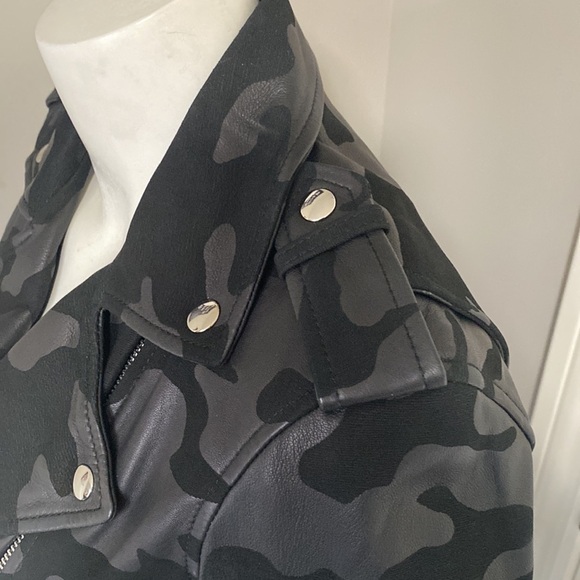 Generation Love Spencer Black Camo Lamb Skin Leather Jacket Pockets Sz XS NEW - Picture 9 of 14